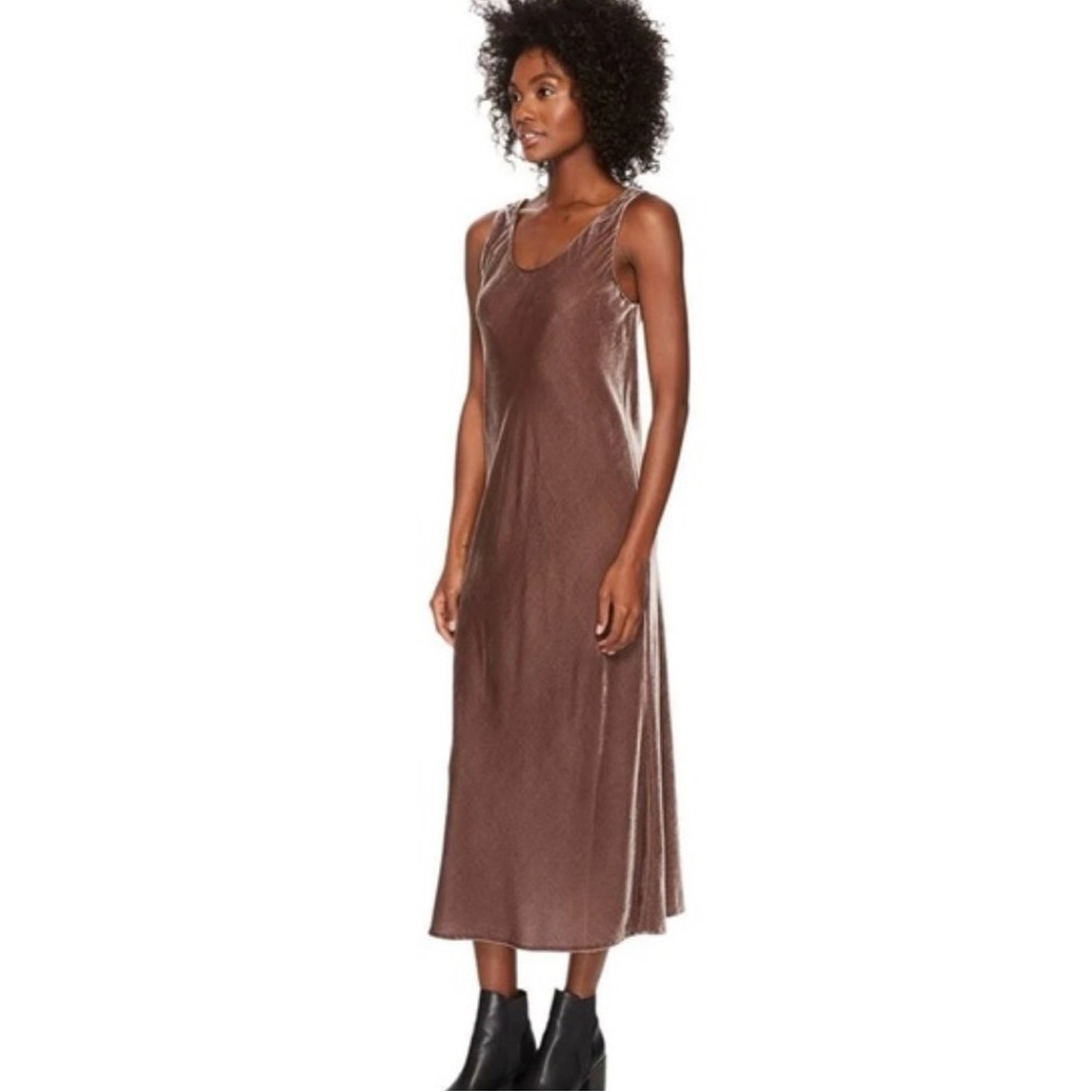 NWT Vince Velvet Tank Midi Dress, Cocoa Bean Brown